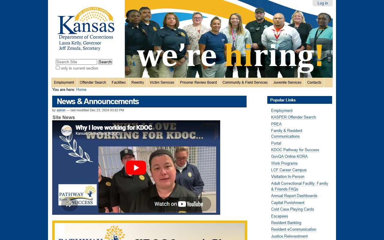 Kiowa County arrest records and court charges KDOC source