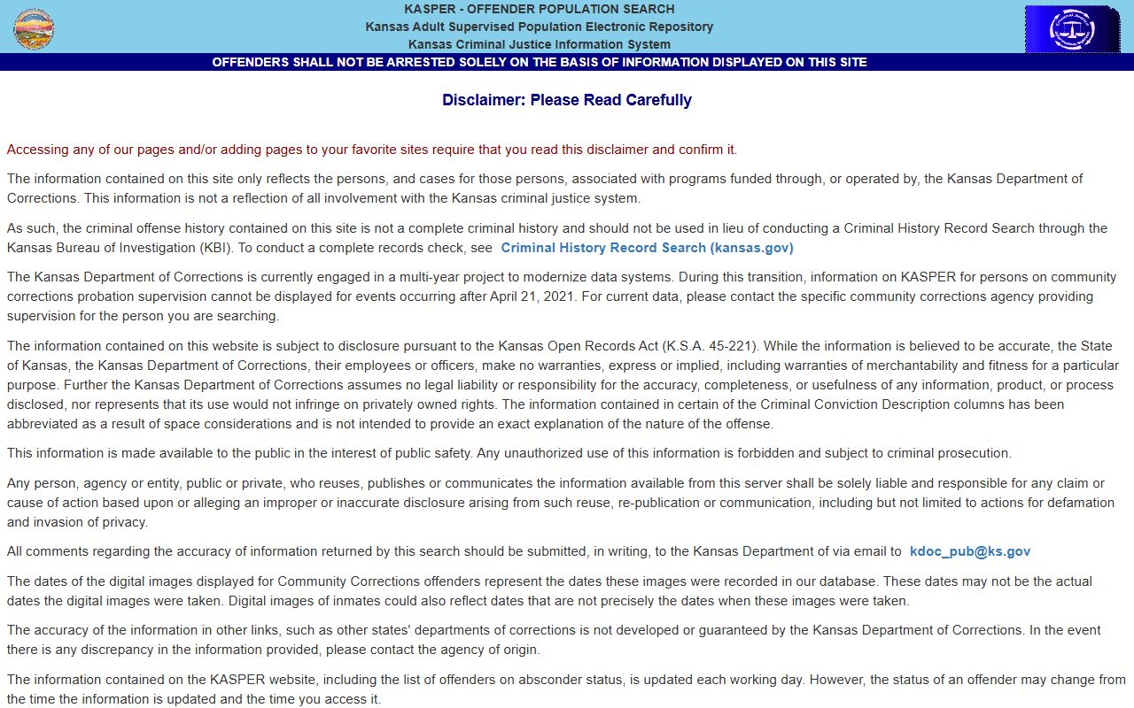 Kiowa County arrest records and court charges KASPER source