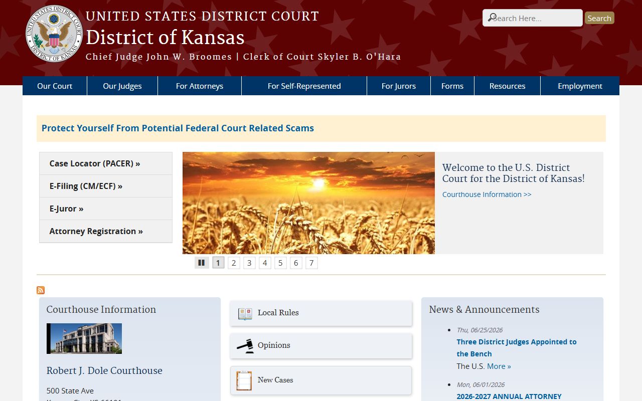 Kiowa County court dockets District of Kansas federal court