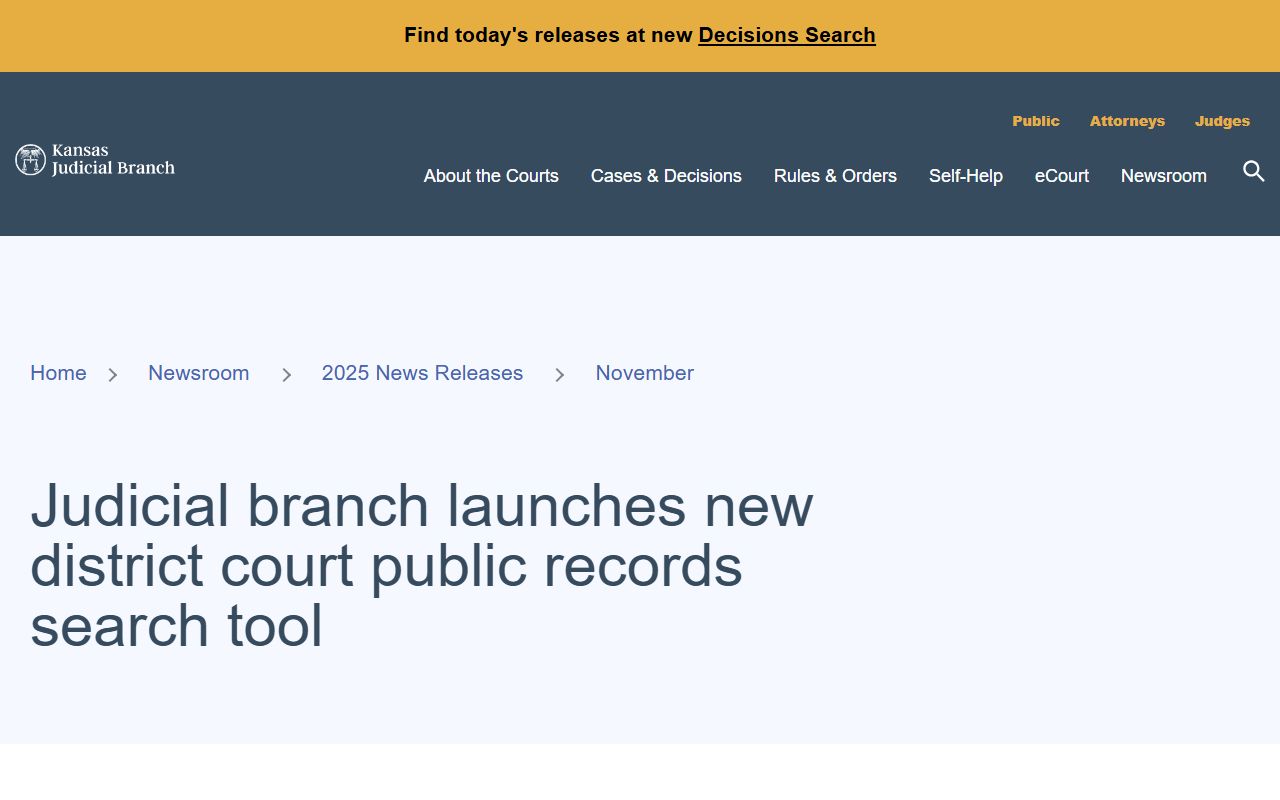 Kiowa County court records CaseSearch launch information