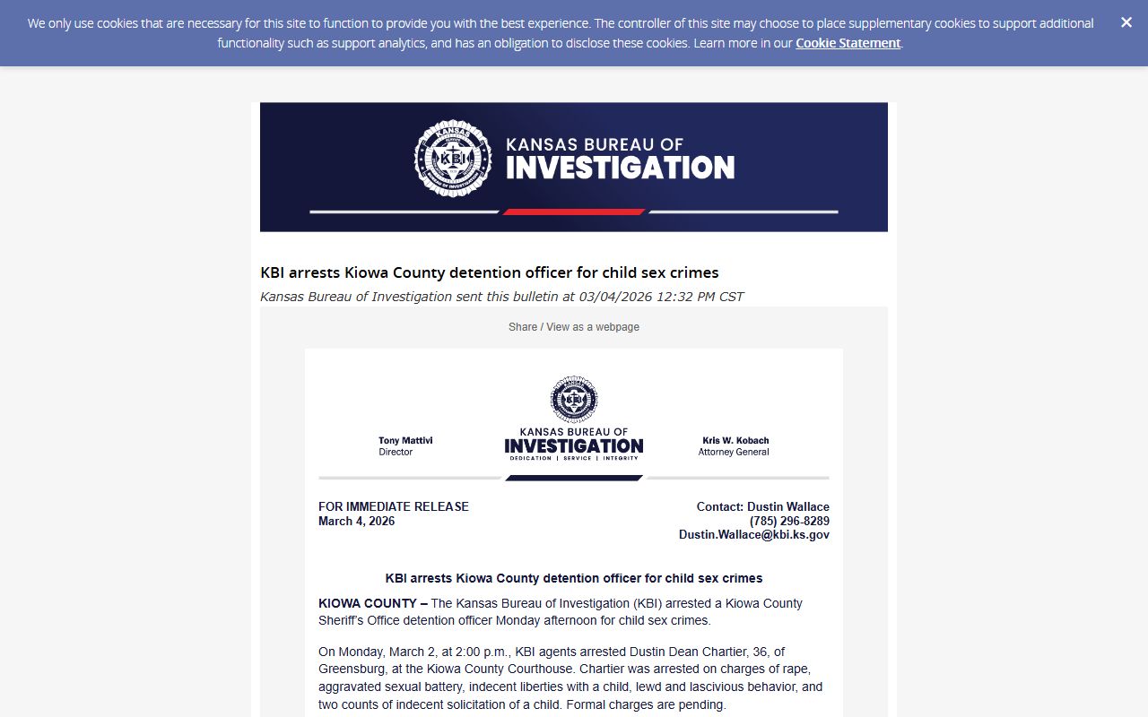 Kiowa County criminal court records KBI Kiowa County arrest release source