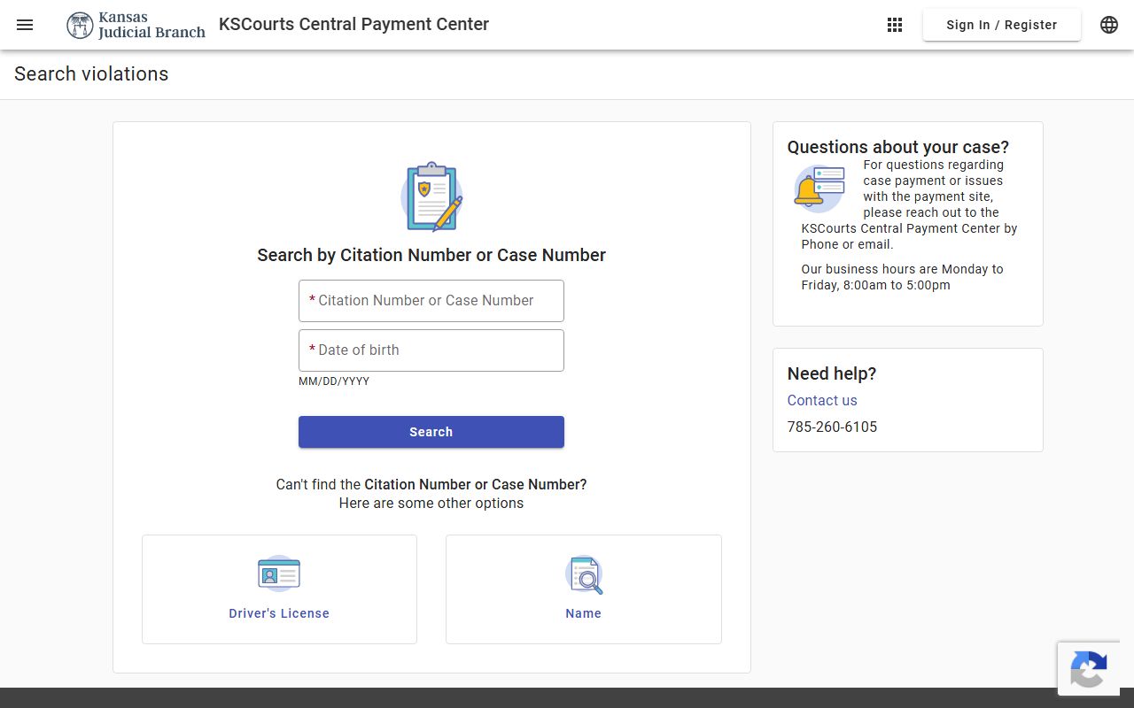 Kiowa County District Court Central Payment Center search
