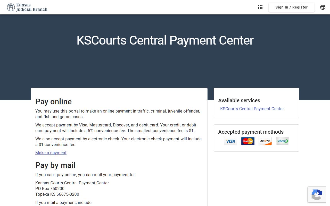 Kiowa County District Court Kansas Courts Central Payment Center