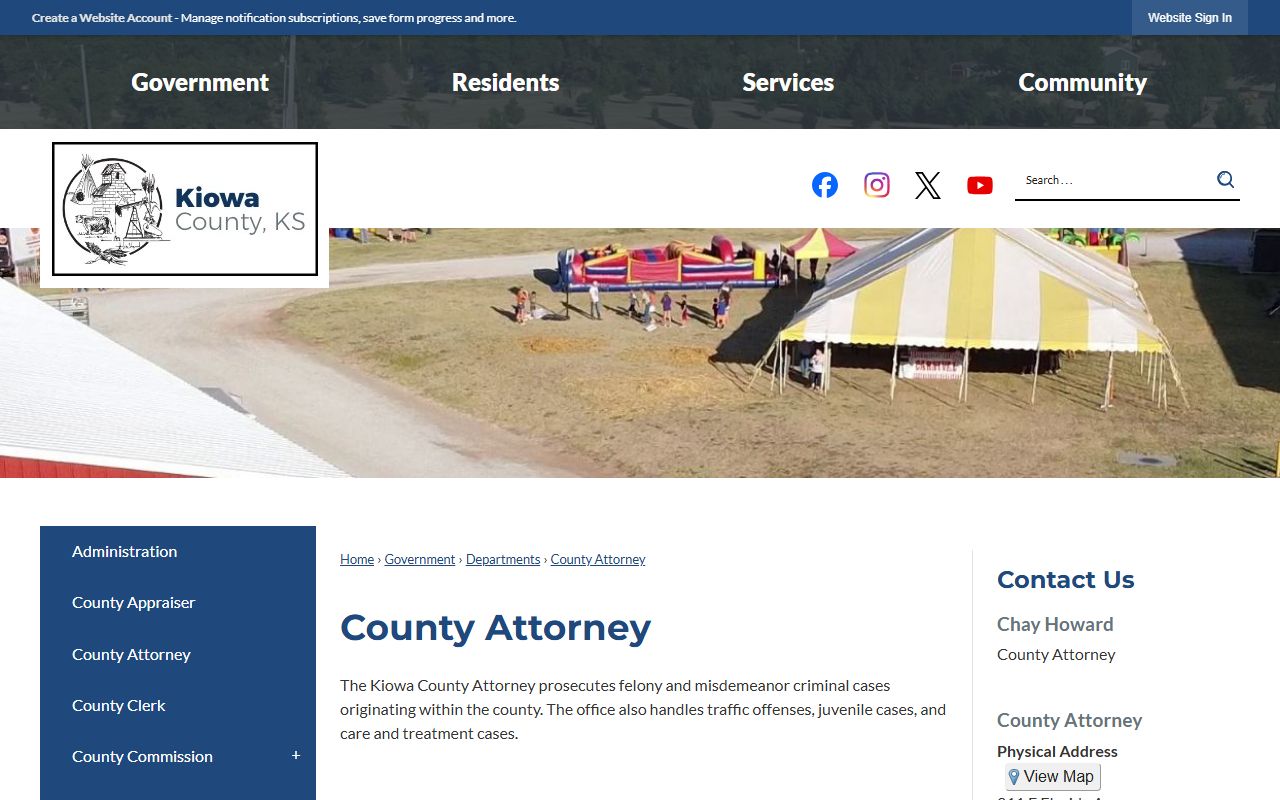 Kiowa County criminal court records county attorney page