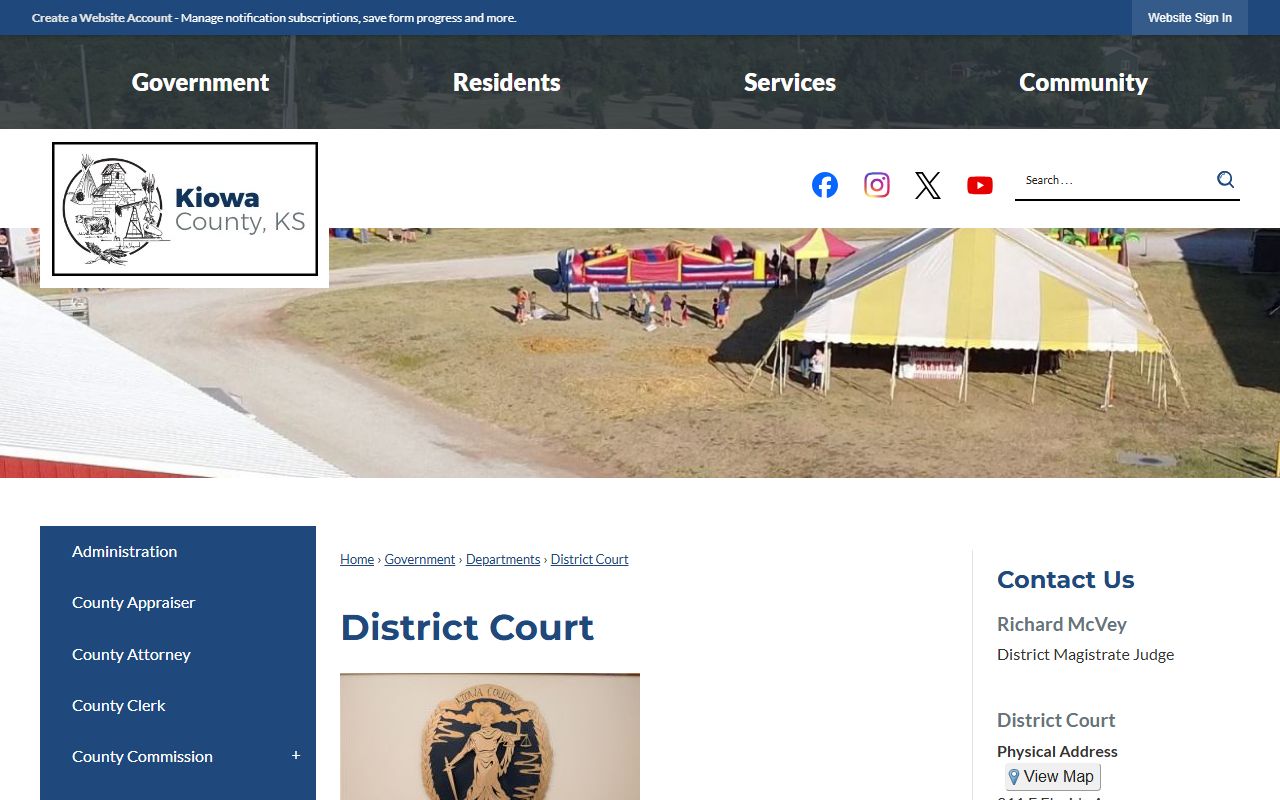 Kiowa County court records District Court page