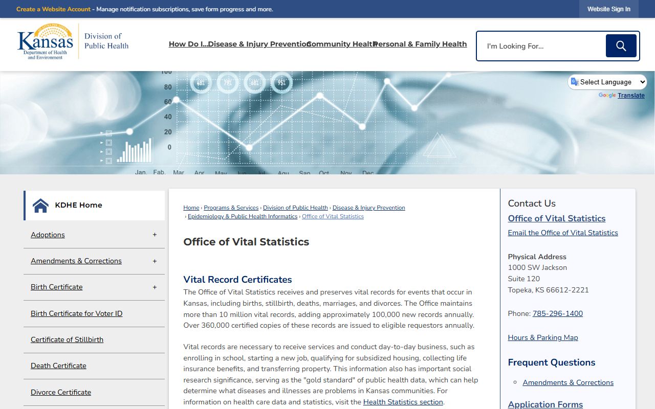 Kiowa County marriage and divorce records Kansas Office of Vital Statistics