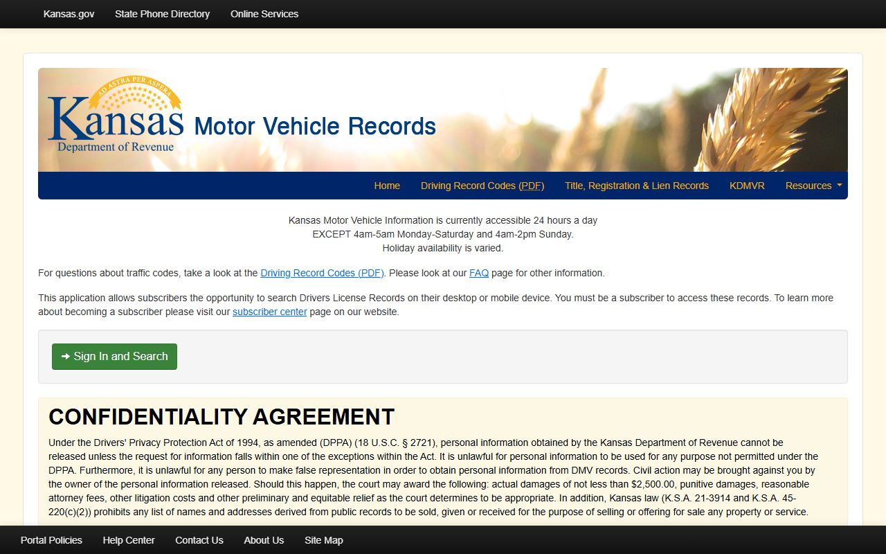 Kiowa County traffic court records Kansas motor vehicle records subscriber access