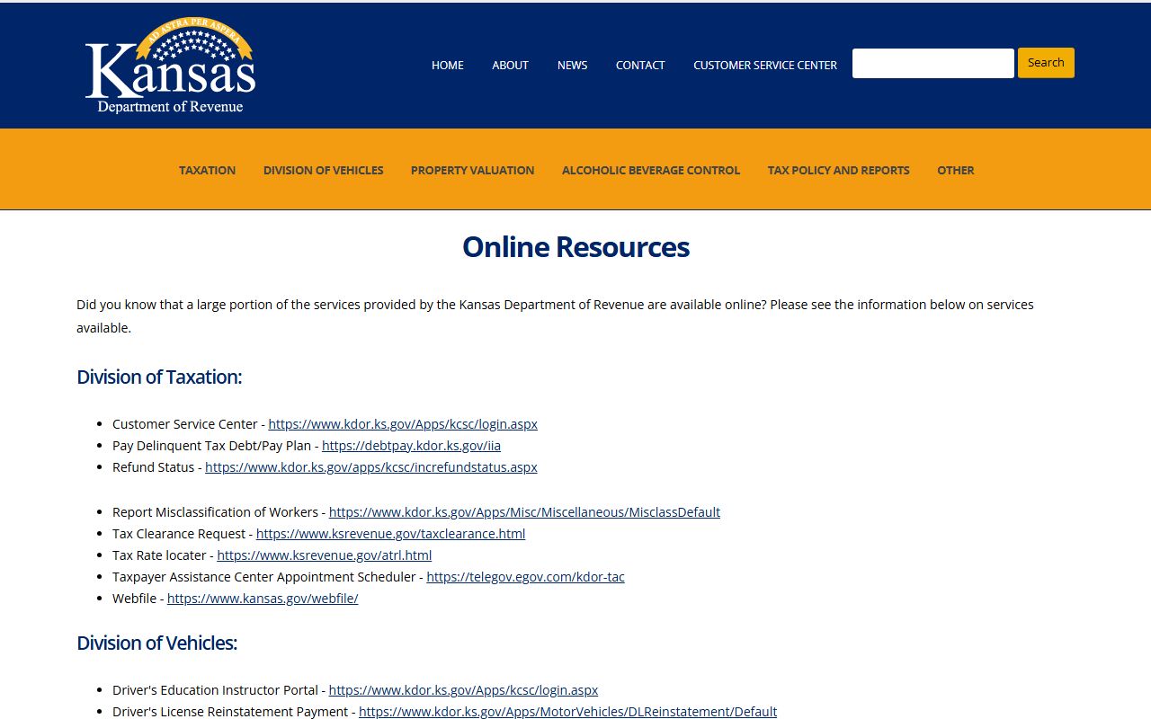 Kiowa County traffic court records Kansas Department of Revenue online services
